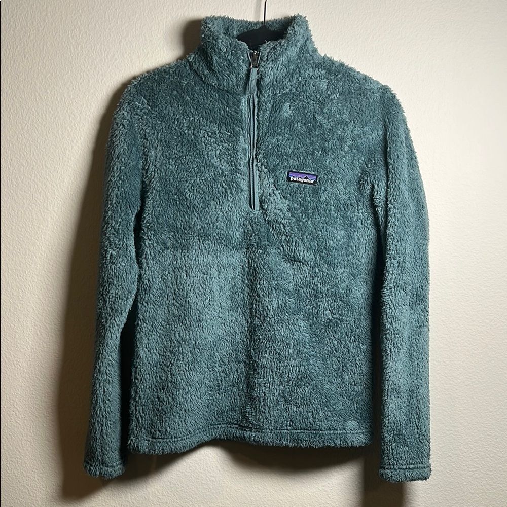 Patagonia Women's Teal Fuzzy Half-Zip Pullover